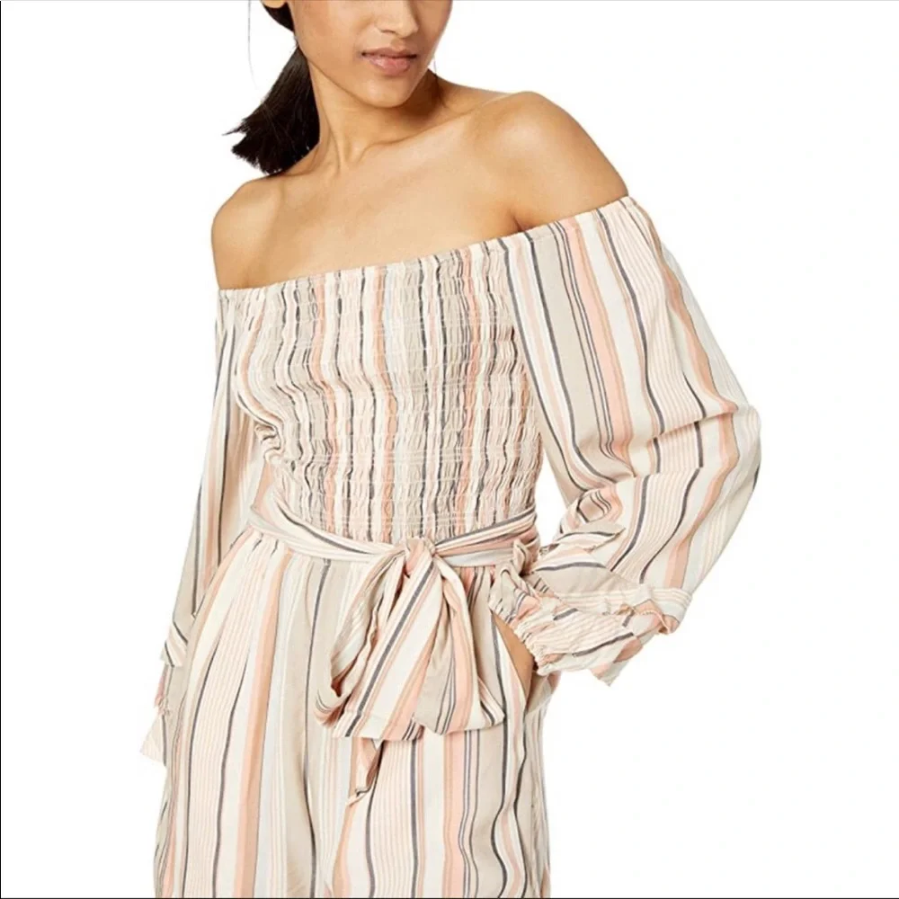 Ella Moss Lory Striped Off-The-Shoulder Romper - Picture 4 of 8